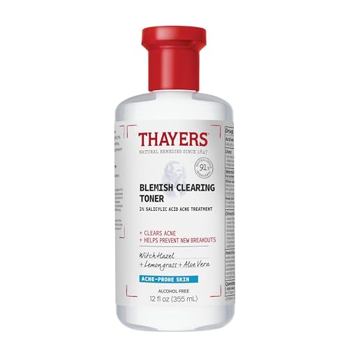 Thayers Blemish Clearing Salicylic Acid Toner, Acne Treatment Face Toner with 2% Salicylic Acid, Soothing and Non-Stripping Skin Care, 12 Fl Oz (Packaging May Vary)