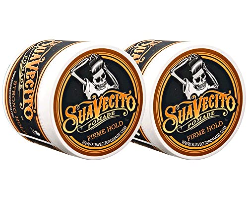 Suavecito Pomade Firme Hold 4 oz, 2 Pack - Strong Hold Hair Pomade For Men - Medium Shine Water Based Flake Free Hair Gel - Easy To Wash Out - All Day Hold For All Hair Styles