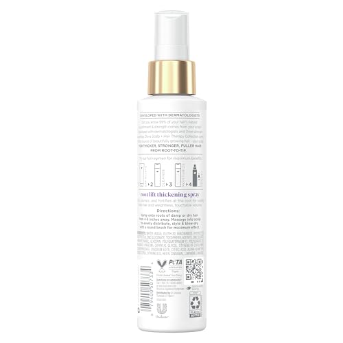 Dove Scalp + Hair Therapy Hair Thickening Spray Density Boost Root Lift Thickening Spray for root lift for lifting, plumping and volumizing hair at the root 5 FL OZ (147 mL)