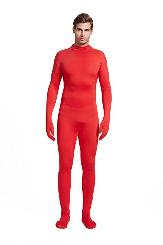 Full Bodysuit Unisex Adult Costume Without Hood Spandex Stretch Zentai Unitard Body Suit (Medium, Red)