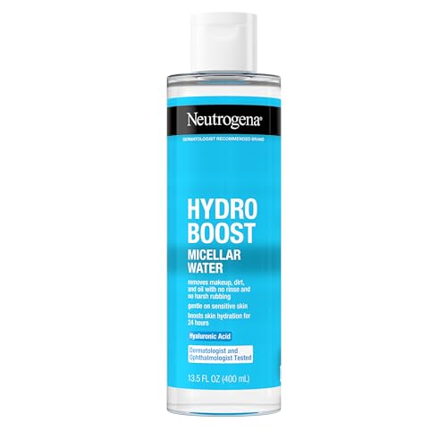 Neutrogena Hydro Boost Micellar Water with Hydrating Hyaluronic Acid, Micellar Cleansing Water for Sensitive Skin Removes Makeup, Dirt & Oil, Non-Comedogenic & Alcohol-Free, 13.5 fl. Oz